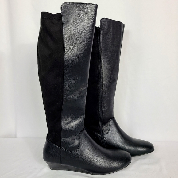 NWOT WOMENS WEDGE KNEE HIGH BOOTS - Picture 1 of 9